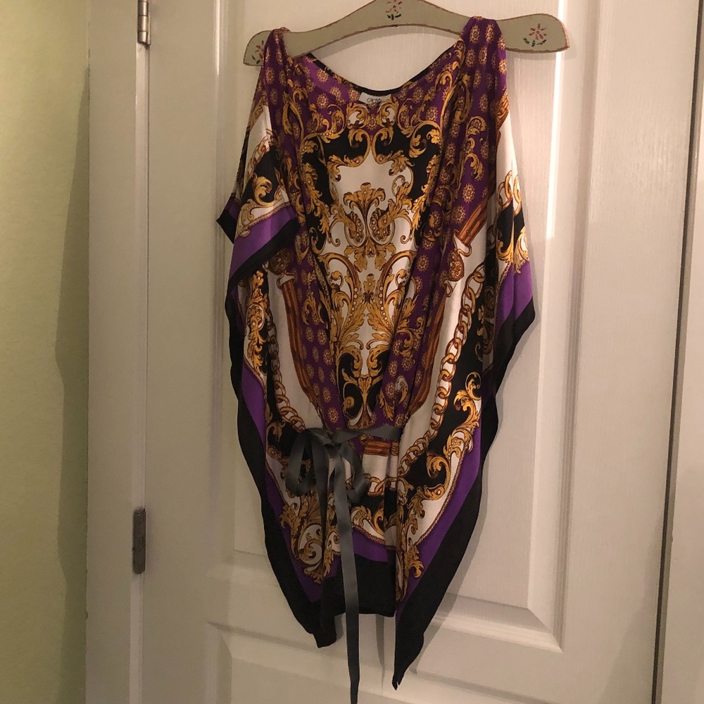 Cache Silk caftan style blouse  size S